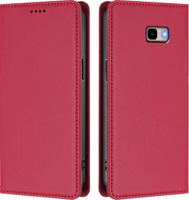 Image de Etui en cuir pour Samsung Galaxy J4 Plus, étui magnétique en cuirPolyuréthaneavec support Rouge