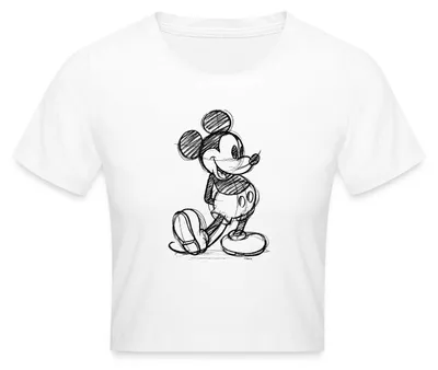 Produktbild von Mickey & Minnie Zeichnung Crop Top, M, Weiß