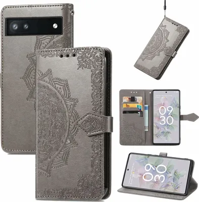 Produktbild von König Design Hülle kompatibel mit Google Pixel 6A Kunstleder Handyhülle - Handy Case Grau