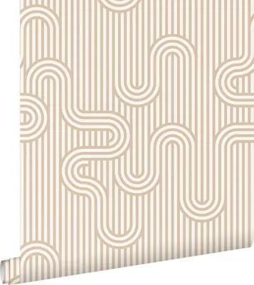 Produktbild von ESTAhome Tapete grafische Linien Beige und Weiß 50 x 900 cm