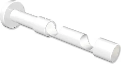 Produktbild von Interdeco Träger, Halterung mit 7 / 12 cm Abstand, Schraubkappenträger für Gardinenstangen 20 mm Ø, 2-läufig, Weiß, Modell Prestige