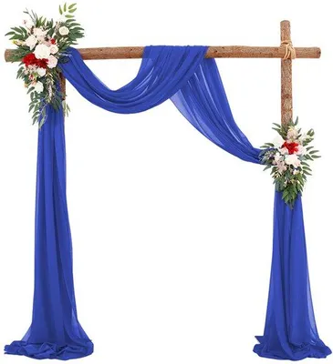 Produktbild von Chiffon-Überwurf, Hochzeitszelt, mit Bändern, gefältelter Chiffonstoff für Hochzeitsdekoration, Hintergrund, Festzelt aus Gaze - Königlichblau - 75*1000cm