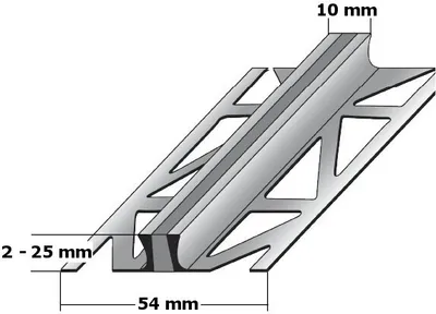 Produktbild von PROVISTON Dehnungsfugenprofile | 5 x 54 x 2500 mm | Fliesentrennprofile Fugenleisten Metallprofile Bodenprofile Aluminium eloxiert Aluminiumfarbend
