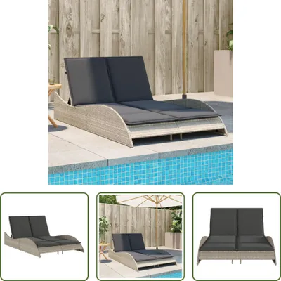 Image de The Living Store Chaise longue avec coussins Gris clair 114x205x73 cm Poly rotin