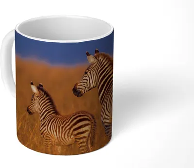 Produktbild von MuchoWow® Tasse Kaffeetasse Kaffeebecher 350 ml Mutter und Babyzebra Teetasse - Fototasse - Becher - Keramikbecher - Teebecher - Kaffeetasse - Bürotasse