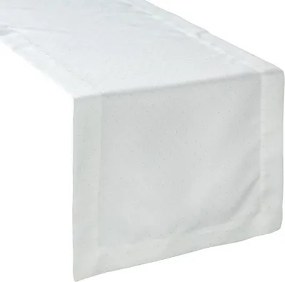 Zdjęcie produktu dla Eurofirany 391226, Prostokątny, Biały, Poliester, Bieżnik, Wzór w kropki, 40 x 180 cm