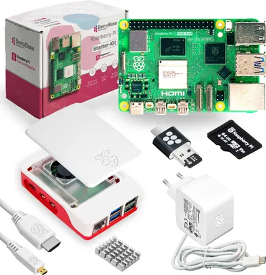 Produktbild von Raspberry Pi 5 Starterkit, 64GB microSDHC inkl. Pi OS, Gehäuse, Netzteil, HDMI-Kabel und Zubehör - RAM: 16GB - Farbe: weiß