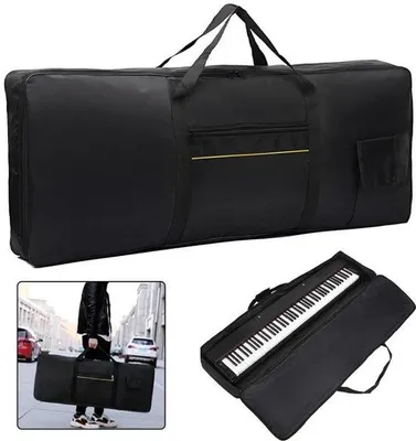 Produktbild von Keyboardtasche 88 Tasten - Keyboard Gigbag - Keyboardtasche mit Tragegriff - Instrumententasche - 420D Oxford-Gewebe - Keyboard Schutzhülle - Schwarz