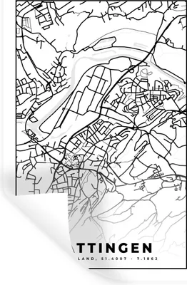 Produktbild von MuchoWow® Wandtattoo Wandsticker Wandaufkleber Hattingen - Karte - Stadtplan 60x90 cm Selbstklebend und Repositionierbar - Sticker - Dekorfolie