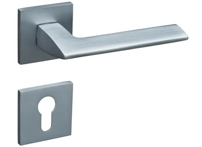 Produktbild von Türgriffe Silber Matt Chrom Set Profilzylinder Türklinken für Innentüren Drückergarnitur Zimmertür mit eckiger Rosettengarnitur aus Aluminium GAVROCHE