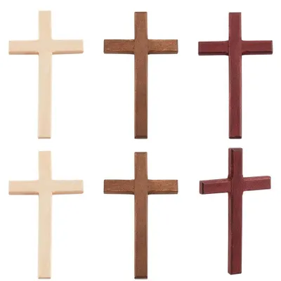 6er-Set handgehaltene Holzkreuze, 3 Farben, 6,9x12 cm