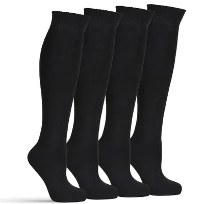 Produktbild von Frostfighter Herren Thermo-Kniestrümpfe (4x Paar) dicke warme Wintersocken Thermosocken Baumwolle Schwarz Vollfrottee Innenfutter