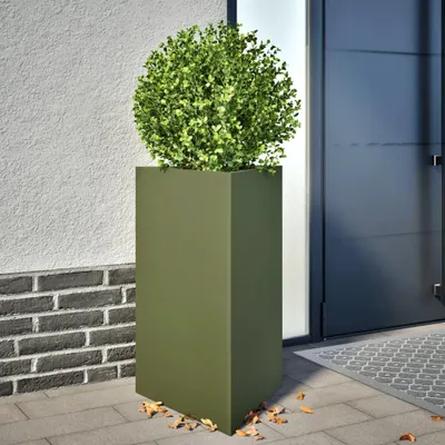 Image de vidaXL Bac à plantes vert olive Triangulaire 50x43x75 cm Acier
