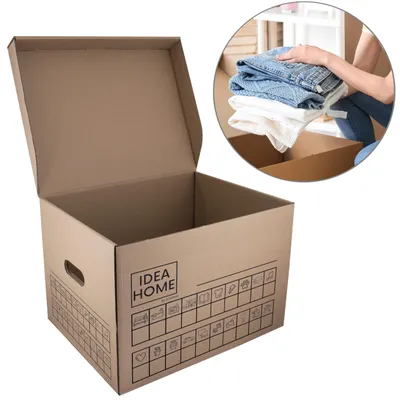 Obrázok produktu pre D.RECT SADA 12 škatúľ na sťahovanie Movebox Archívna škatuľa Úložná škatuľa Z kartónu S vekom Veľmi pevná baliaca škatuľa s nosnosťou 30 kg Rozmery: 431x333x294 mm