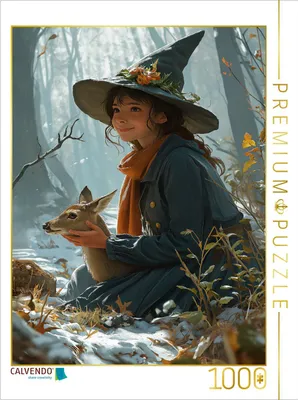 Produktbild von CALVENDO Puzzle Winterzauber der Hexenmädchen | 1000 Teile Lege-Größe 64x48cm Foto-Puzzle für glückliche Stunden