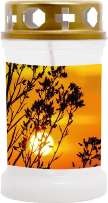 Produktbild von Grabkerze Weiß, Brenndauer: 40 Stunden, Motiv: Sonnenuntergang