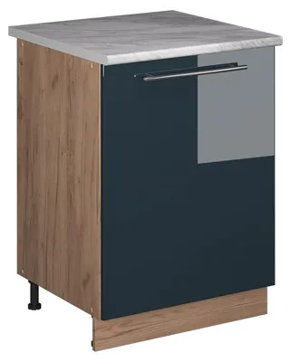Produktbild von Spülenunterschrank Vicco Fame-Line Dunkelblau Hochglanz/Goldkraft Eiche 60 cm, Model 63398