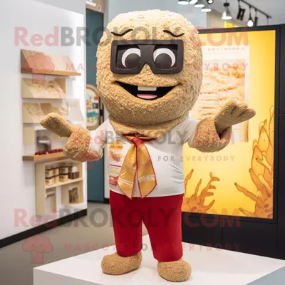 Imagen del producto de Personaje REDBROKOLY de disfraz de mascota Tan Fried Rice vestido con Rash Guard y Pocket squares