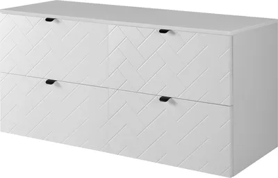 Zdjęcie produktu dla Szafka łazienkowa, biała z czarnym uchwytem / z górną półką, 120 x 57 x 46 cm