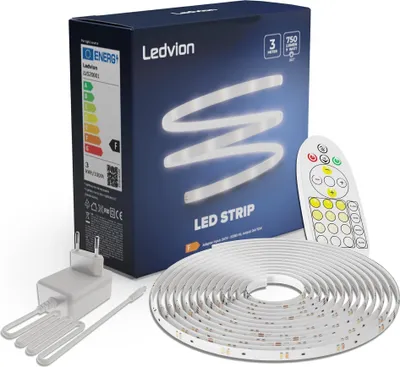 Produktbild von Ledvion Dimmbarer LED-Streifen 3M, 3000K-6500K, 24V, 9W, Plug & Play, Inkl.