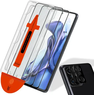 Obrázek produktu pro 2-balení Xiaomi 11T Ochranné sklo na displej & 2-balení ochrana objektivu - Tvrzené sklo | [Automatická instalace] - Bez bublin