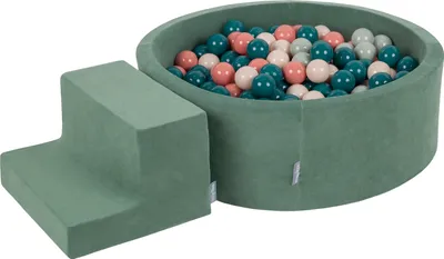 Produktbild von KiddyMoon Velvet Spielplatz Aus Schaumstoff Mit 100 Bälle 7cm Hindernisläufen Rund Bällebad Mit Stüfchen Element Für Babys Und Kinder