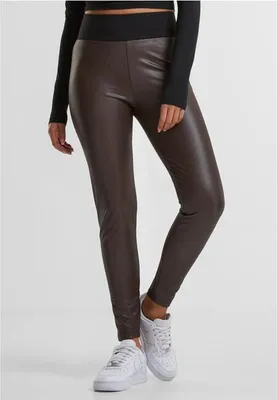 Immagine prodotto di Urban Classics - Leggings a vita alta in ecopelle marrone - M