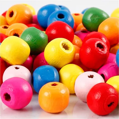 Produktbild von Holzperlen, D 10 mm, Lochgröße 2,5-3 mm, ca. 70 sort., Sortierte Farben, 22 g/ 1 Pck [HOB-571231]