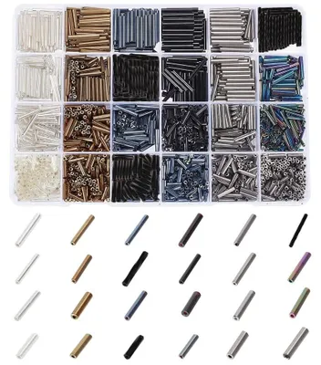 Produktbild von Perlen 2165 Stück - Metallfarbene Bugelkugeln - Zylindrische Perlen - Schmuckherstellung - Ohrringe/Armbänder/Halsketten - Kreatives Bastelzubehör