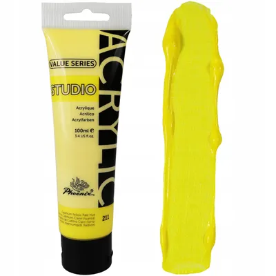 Zdjęcie produktu dla Farba Akrylowa Żółta Blada Artystyczna Phoenix 211 Cad Pale Yellow 100ml