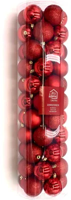 Image de Boules d'arbre de Noël rouges 55 pcs Décorations d'arbre de Noël