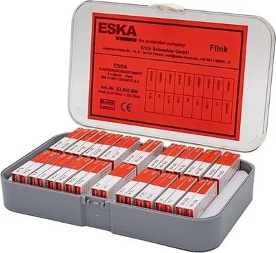 Produktbild von ESKA 5x20mm F Sortiment 250V E3520.800 360xFeinsicherung 100mA-6,3A flink