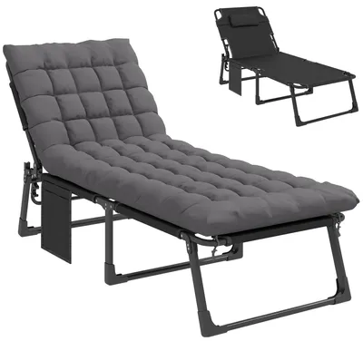 Produktbild von Outsunny Sonnenliege Klappbar Breite Gartenliege mit Verstellbar Rückenlehne