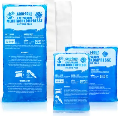 Produktbild von com-four® 3x Mehrfach-Kompresse in 3 verschiedenen Größen mit Vlies-Hülle, Warm & Kaltkompressen - Sparpack Kühlpads, Kühlpacks - mikrowellengeeignet - Germany