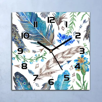 Produktbild von Wanduhr Echt-Glas-Küchenuhr Boho Aquarell Quarz Lautlos 30x30 Deko Bilder