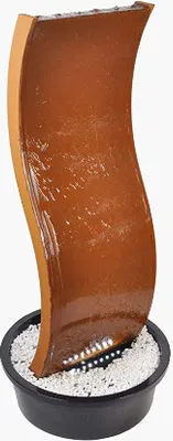 Produktbild von KÖHKO® Wasserwand „Otter-CO“ mit LED-Beleuchtung aus Cortenstahl 23002-CO Springbrunnen Wasserspiel