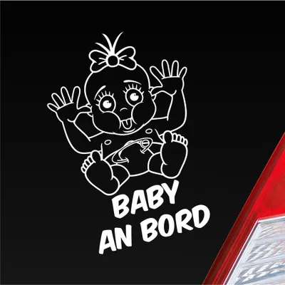 Produktbild von Auto Aufkleber Baby an Bord on Tour 20x30 cm Weiss Glanz Sticker Heckscheibenaufkleber
