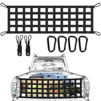 Productafbeelding van Bagagenet voor vrachtwagenbed, 152,4 x 45,7 cm, zwart, met 2 touwen