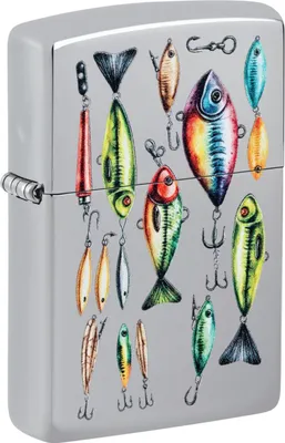 Immagine prodotto di Accendino antivento Zippo Fishing Hooks Design ricaricabile in metallo con confezione regalo