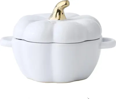 Image de Saladiers en céramique en forme de courge, 450 ml, avec couvercle, pour salades et soupes