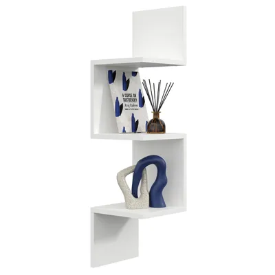 Produktbild von Eckregal Wandregal Weiß 95x25 cm – modernes Hängeregal für Ecken – platzsparendes Regal für Wohnzimmer, Bad, Küche, Flur