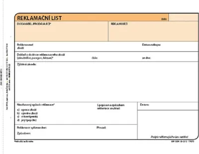 Obrázok produktu pre Tiskopis Reklamační listy Optys, A5, samopropisovací, 100 listů