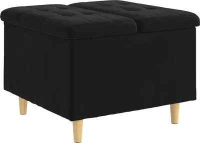 Productafbeelding van vidaXL Ottoman met opbergruimte, zwart, 60 x 60 x 45 cm, fluweel