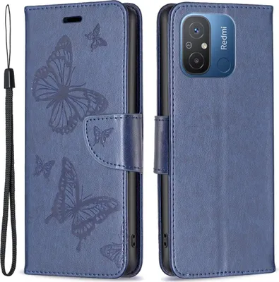 Produktbild von Xiaomi Redmi 12C Hülle - Coverup Schmetterlinge Klapphülle - Blau