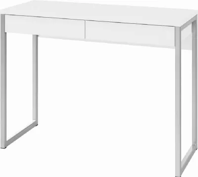 Produktbild von Tvilum Schreibtisch Function Plus Weiß Hochglanz 102x40x77 cm mit Kufengestell, 2 Schubladen und Kabeldurchführung platzsparend