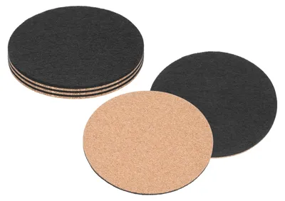 6er-Set Filz-Kork-Untersetzer, rund, 10 cm, schwarz