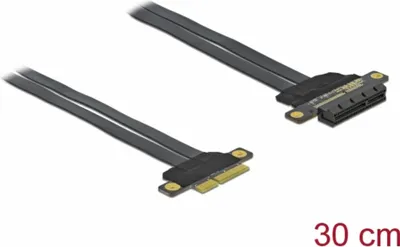 Produktbild von DeLOCK Riser Karte PCI Express x4 zu x4 mit flexiblem Kabel 30 cm, PCIe, PCIe, Schwarz, Grün, 0,3 m, 1 Stück(e)