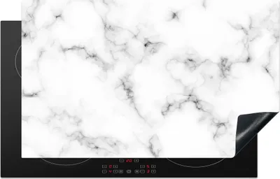 Produktbild von KitchenYeah© Herdabdeckplatte Marmor - Textur - Grau - Schwarz , 85x52cm, Küche Deko, Glaskeramikkochfeld Herdabdeckung, Abdeckplatte fùr Kochfeld