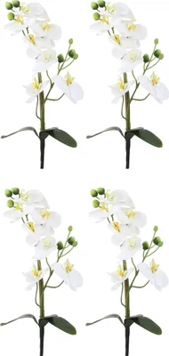 Produktbild von Orchideen-Zweig künstlich 4 Stück (A - mit Blättern 38cm)