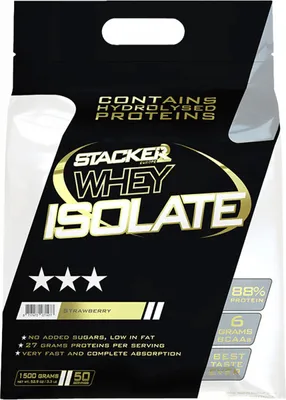 Produktbild von Stacker2 Whey Isolate (1500g) Strawberry - Eiweiße - Molkenprotein-Isolat